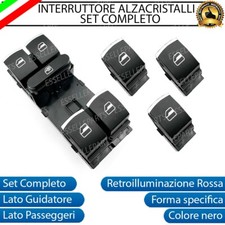 SET COMPLETO PULSANTIERA PULSANTI ALZACRISTALLI NERO CROMATO PER VW GOLF 6