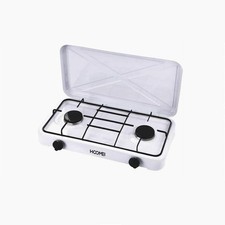 Fornello a gas gpl cucina da campeggio casa 2 fuochi piastra bianco