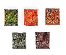 5 Francobolli 1912 Re Giorgio V Gran Bretagna Molto Rari Usati Timbro Postale