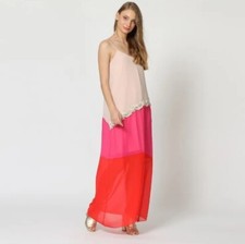 Abito lungo colorblock con