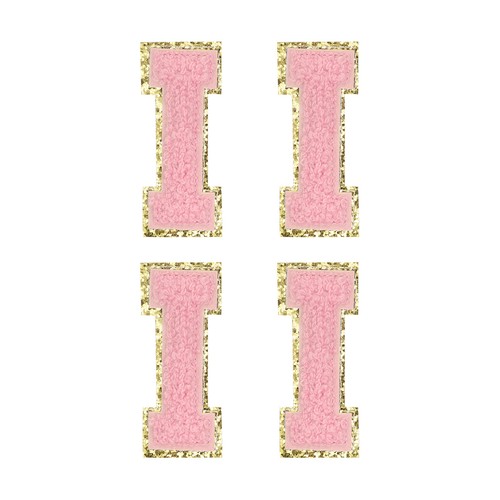 Toppe lettera ciniglia rosa - ciniglia,