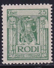 E326 EGEO – Pittorica, 25 c. verde dent. 11 n. 6 – MH*