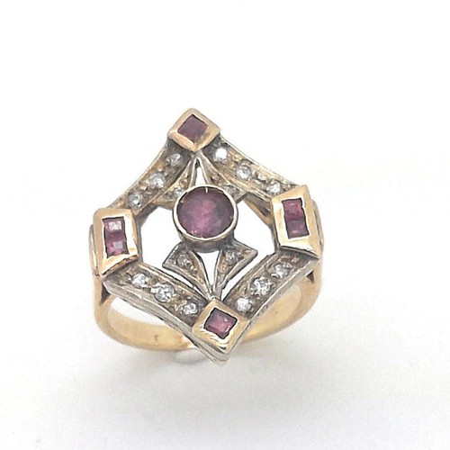 Antico anello anni diamanti - antico, 50