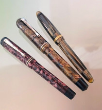 3 penne stilogrfiche celluloide marmorizzate PEZZI DI RICAMBIO