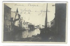 CHIOGGIA VENEZIA FOTOGRAFICA FIUME BARCHE PONTE VIAGGIATA INIZI '900 FP #1109