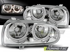 Coppia Fari Fanali Anteriore Tuning GOLF 3 III 09.91 - 08.97 ANGEL EYES Cromato