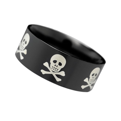 Anello teschio nero acciaio