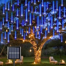Luci di natale a Pioggia Meteoriti 360 Led solare tubo natalizio blu luce