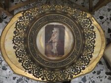 Antico Centrotavola alzata art deco in porcellana dipinta a mano e bronzo