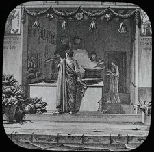 ANTIQUE Magic Lantern Slide A WINE SHOP RESTORED POMPEII C1890 DRAWING ITALY 