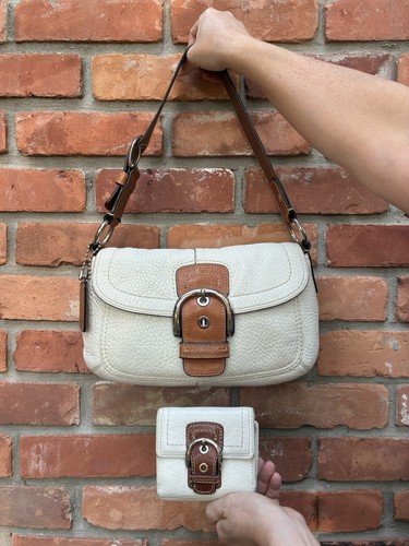 Y2k vintage coach bianco pelle - vintage,