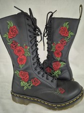 Stivali donna Dr. Doc Martens 1914 Vonda ricamati floreali 14 occhielli zip taglia 9