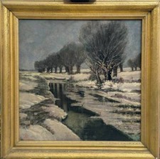 Paesaggio invernale dipinto a - paesaggio,