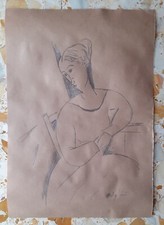 QUADRO DISEGNO 35x50 MODIGLIANI RITRATTO  DI DONNA COPIA D'AUTORE BELLO