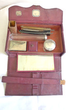 ANTICA VALIGETTA SET DA VIAGGIO TOELETTA UOMO RASOIO BARBA VINTAGE BARBIERE