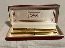 Set Penne OMAS Stilografica ed a Sfera vintage incise colore oro da collezione