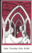 Biglietto concerto PINK FLOYD Janis Joplin Richie Havens Fillmore 1967 Bill Graham