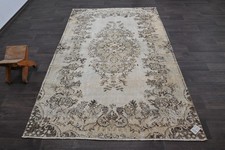 Oushak Turkish Vintage Rug 5x8 Kilim Rug Anatolian Handmade Boho Decor BEIGE