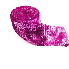 Elastico in pizzo con paillettes rosa rossa 5 m x 7,5 cm per abbigliamento DIY