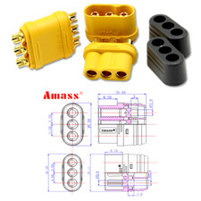 ✅ 5 Paia MR60 3Pin Multirotore Connettore Femmina Gold Spina Brushless Motore...