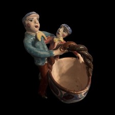 FIGURINA CERAMICA VIETRI ANNI '30 2 UOMO CON CESTO FIGURINA DOLKER VINTAGE #73
