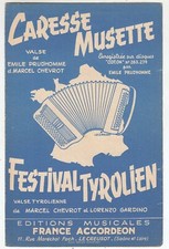 Spartito CARESSE MUSETTE - FESTIVAL TYROLIEN Chevrot 1958  Fisarmonica Piano