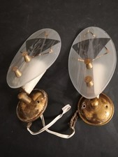 Coppia Appliques anni 1950 / 1960 - Cristallo / Ottone / Metallo -