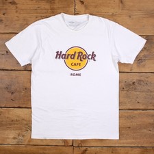 Hard Rock Cafe T-Shirt Grande Bianca L Uomo Retro Grafica Roma