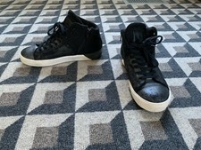 Leather Crown Black Sneakers With Side Zippers Size:7 US / 37 