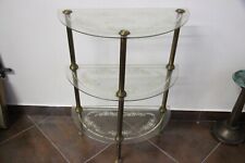 ANTICA PICCOLA CONSOLE IN VETRO E OTTONE STILE LIBERTY A TRE RIPIANI
