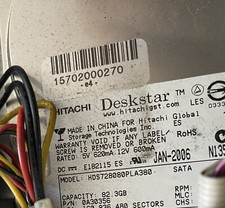HARD DISK HITACHI DESKSTAR HDS728080PLA380 80 GB Serial ATA Testato Funzionante