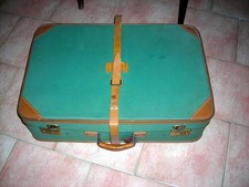 VECCHIA VALIGIA DA VIAGGIO IN CARTONE RIVESTITA IN TESSUTO OGGETTO ARREDO