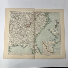 Stampa antica mappa Vereinigte Staaten Bl 6 USA Sud Est Stieler Hand Atlas 1908