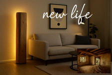 lampada In Legno Led Da Terra Originale Artistica Piantana Grande 