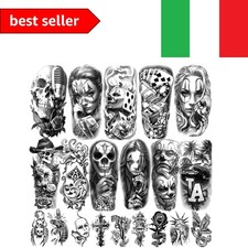 77 Fogli Tatuaggi Temporanei, Tatuaggi Finti Chicano Guadalupe Gangster Prigi...