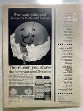 Pubblicità stampa crema da barba Noxzema 1962 più ti avvicini ti radi più ti serve