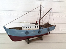 MODELLINO PESCHERECCIO MEDITERRANEO in LEGNO 45 Cm. ARREDO MARINO BARCA DA PESCA