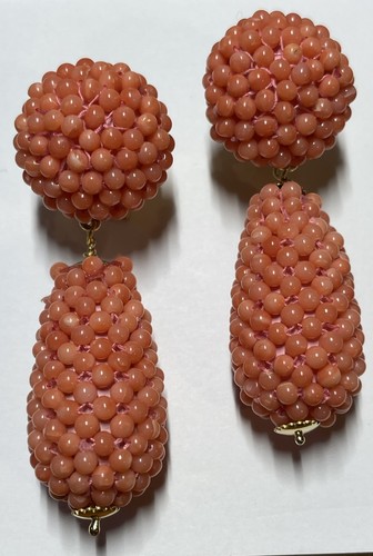 Orecchini corallo rosa tessiti - rosa,