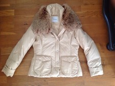 Borgofiori piumino donna giacca bomber biker beige vera pelliccia pelliccia pelliccia M 36 38 40