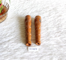 Vintage Ceramica Fatta a Mano Pittura Terracotta Pipa Non Usato Chillum 2 PC