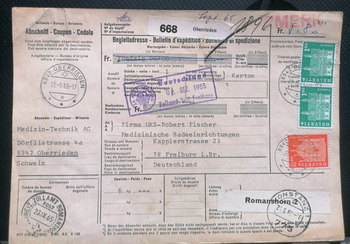 Cartolina postale 1965 - ch,