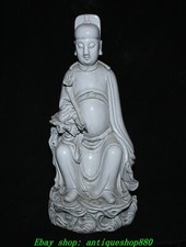 Statua scultura 26,7'' vecchia porcellana bianca Cina Dehua Ruyi Wenchang popolo