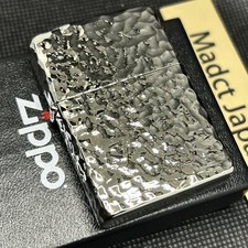 Zippo 5 Lati Lavorazione Martello Tono Argento Platino Piatto Nuovo