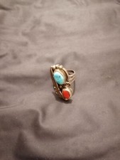 anello in argento corallo e turchese