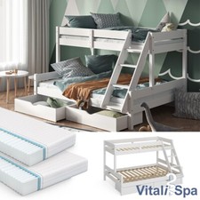 Letto a soppalco per bambini Everest bianco con cassetti e materassi VitaliSpa