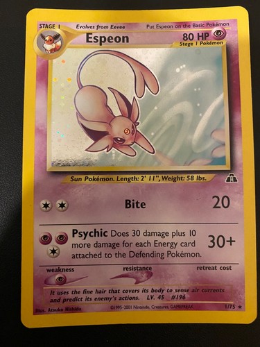 Carta pokemon espeon neo - pokemon, 1/75