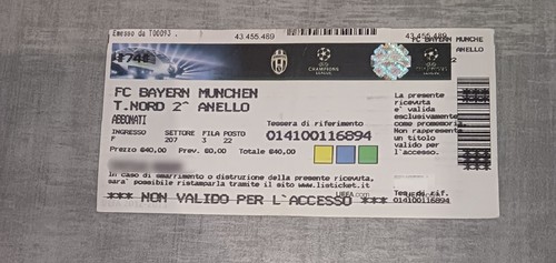 Biglietto calcio stadio ticket - biglietto,