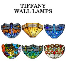 Lampada da parete Tiffany stile antico luce vetro colorato fatto a mano illuminante lampade