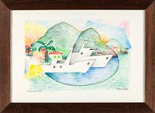 Futurismo. OSVALDO PERUZZI. Porto Azzurro (Isola d'Elba). Disegno. 1965