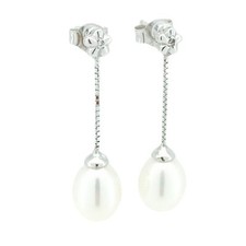 Orecchini Pendenti Perla Oro Bianco 18kt - Oro Rigenerato